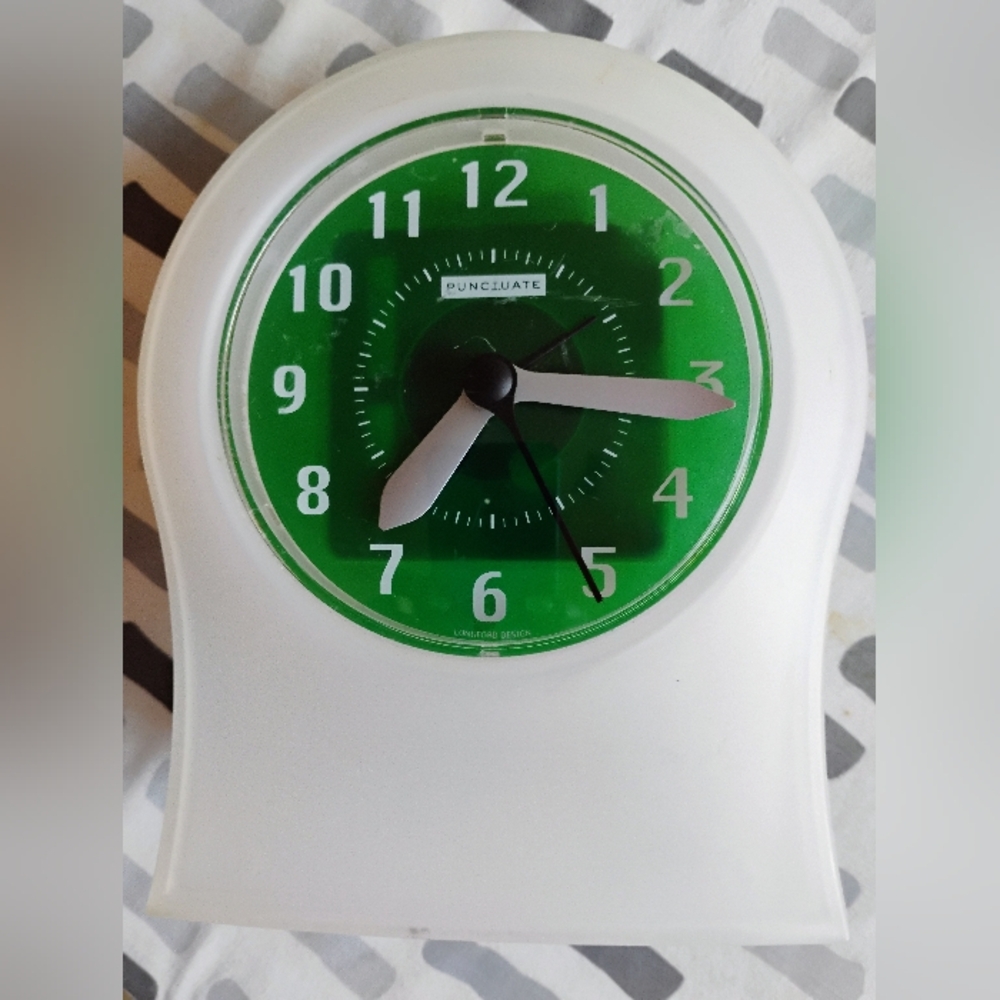 Longford Design Timestone Desk Alarm Clock In White and Green